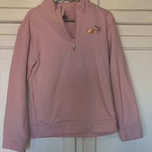 Puma Pink Half-Zip Sweatshirt with Metallic Logo